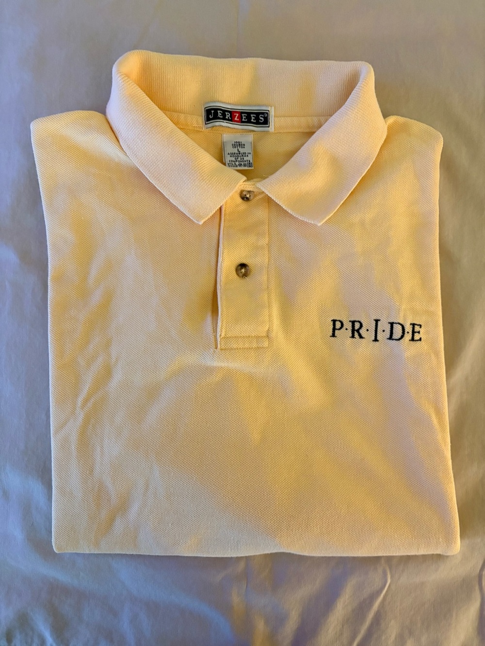 Jerzees Men's Yellow Polo Shirt Large, 1/4 Button SS. Preowned. GUC